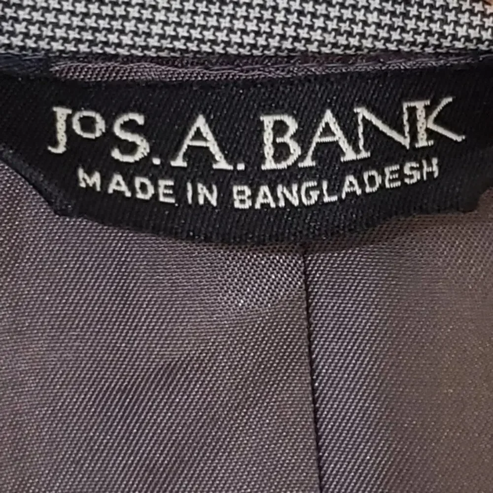 Jos A Bank Mens Blazer 38R Grey 100% Wool Micro Check 2 Button Sport Coat